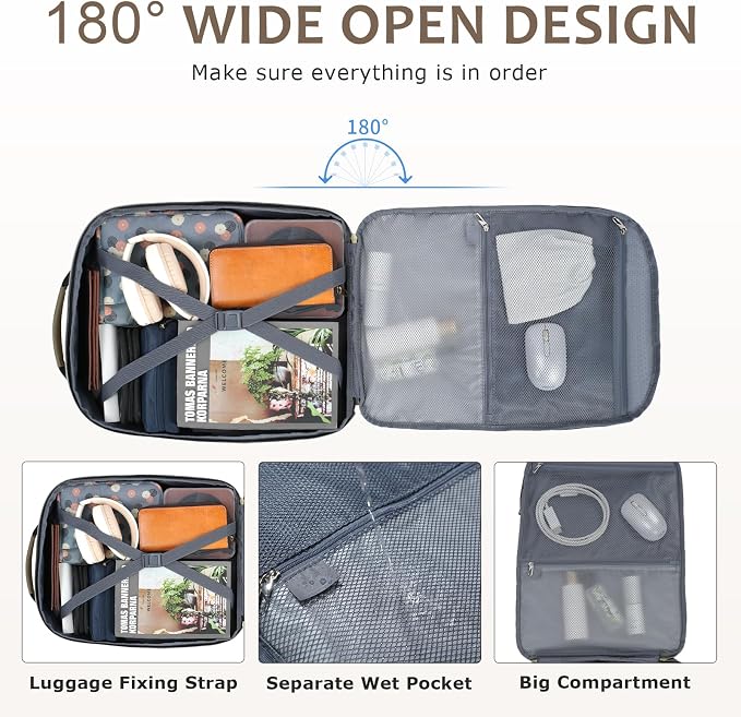 EMPSIGN 40L Travel Backpack for Women & Men | Airline Approved Carry On, TSA Personal Item Bag, Waterproof, Overnight Weekender Essentials, Fits 17" Laptop - Image 4