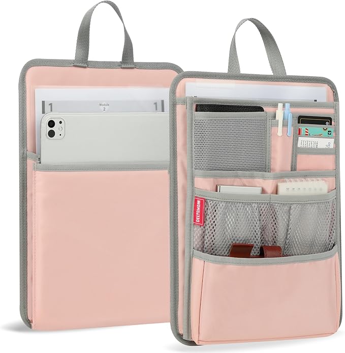 Stiff Backpack Insert Organizer for Men Women Bag In Bag,Water-repellent Nylon 13.7''x10.2''x2''-Pink by DELTAMANN
