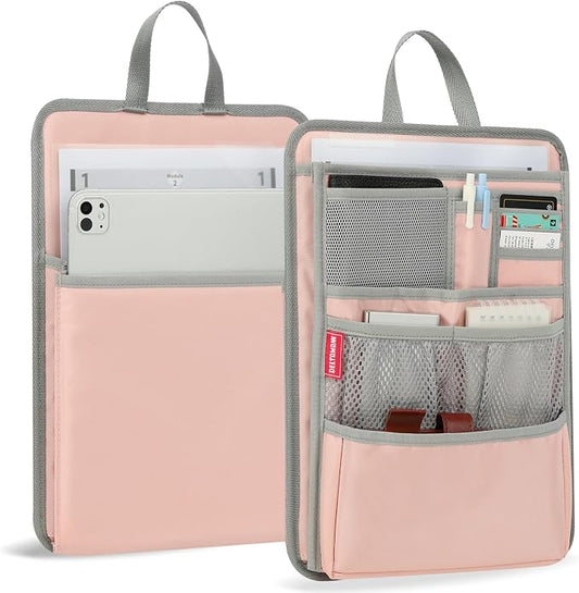 Stiff Backpack Insert Organizer for Men Women Bag In Bag,Water-repellent Nylon 13.7''x10.2''x2''-Pink by DELTAMANN