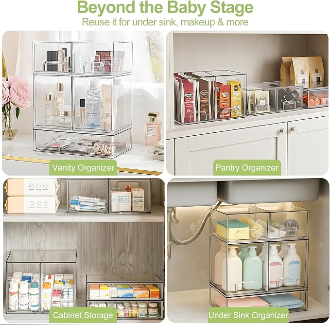 Bottle Storage Organizer Baby: Clear Stackable Storage Drawers, Acrylic Bottles Station Organizer for Countertop, Vanity, Bathroom, Cabinet Organization - 5 Pack - Image 4