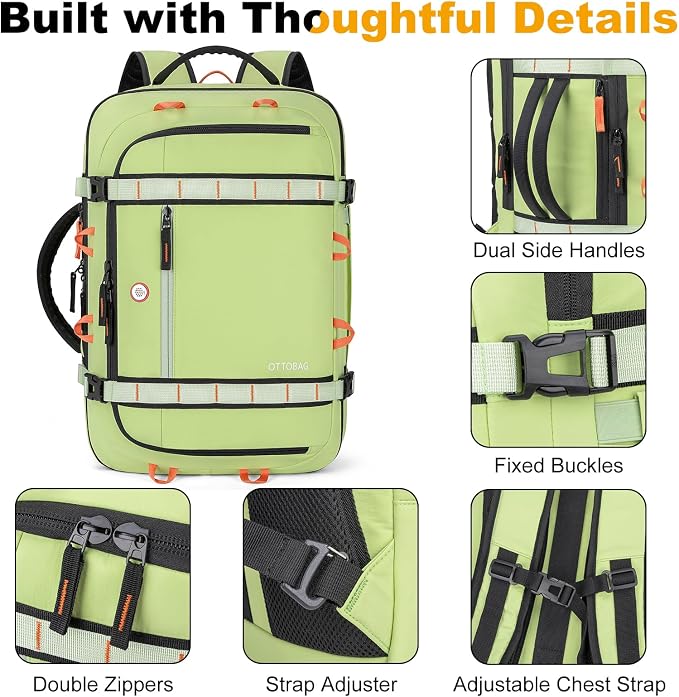 40L Travel Backpack 17.3" Laptop Carry On Duffel Flight Approved | TSA Approved, Wet & Dry Compartment, Water Resistant, Anti-Theft Pocket, Luggage Strap, USB Charging Port - Image 6
