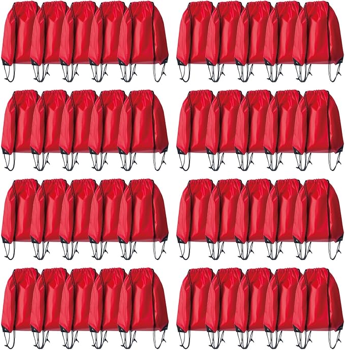 Drawstring Backpack Bulk 40Pcs Draw String Backpack Bags DIY Gym Sports Traveling Yoga Cinch Bag Sackpack Drawstring(red) by Unknown