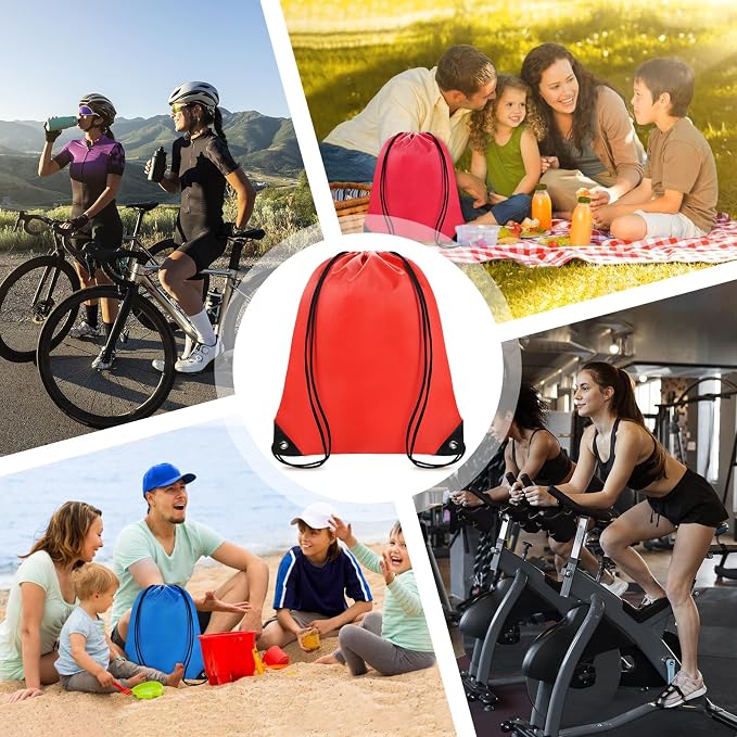 Grneric Drawstring Backpack Bulk 42 Pcs String Backpack Drawstring Bags Cinch Bag Sackpack for Men Women Gym (Red) - Image 7
