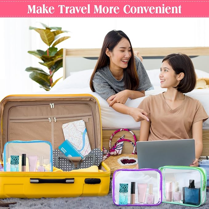 Sanwuta 100 Pcs Clear Makeup Bags Bulk Toiletry Bag for Travel Transparent Cosmetic Bag PVC Waterproof Travel Small Pouches with Zipper for Men and Women (Candy Colors) - Image 5