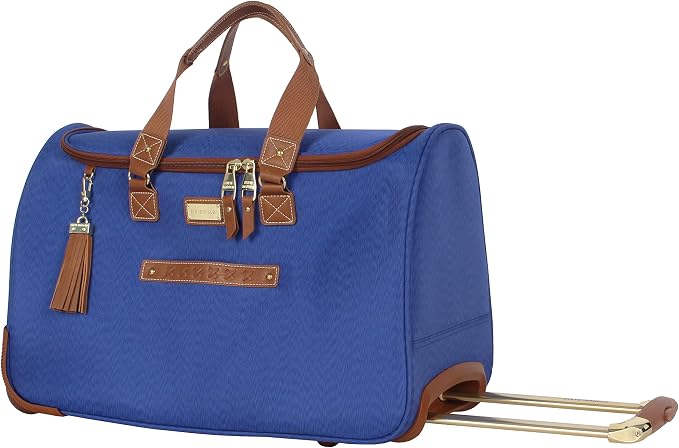 Steve Madden Designer Carry On Luggage Collection - Lightweight 20 Inch Duffel Bag- Weekender Overnight Business Travel Suitcase with 2- Rolling Spinner Wheels (Global Blue) by STEVEMADDEN