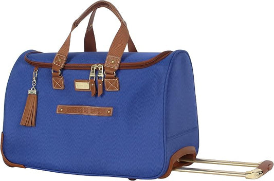 Steve Madden Designer Carry On Luggage Collection - Lightweight 20 Inch Duffel Bag- Weekender Overnight Business Travel Suitcase with 2- Rolling Spinner Wheels (Global Blue) by STEVEMADDEN