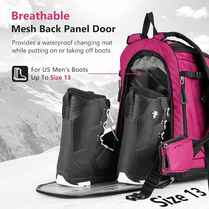 MORXPLOR Ski Boot Bag - 65L Padded, Waterproof Ski Travel Backpack for Gear & Accessories - Image 3