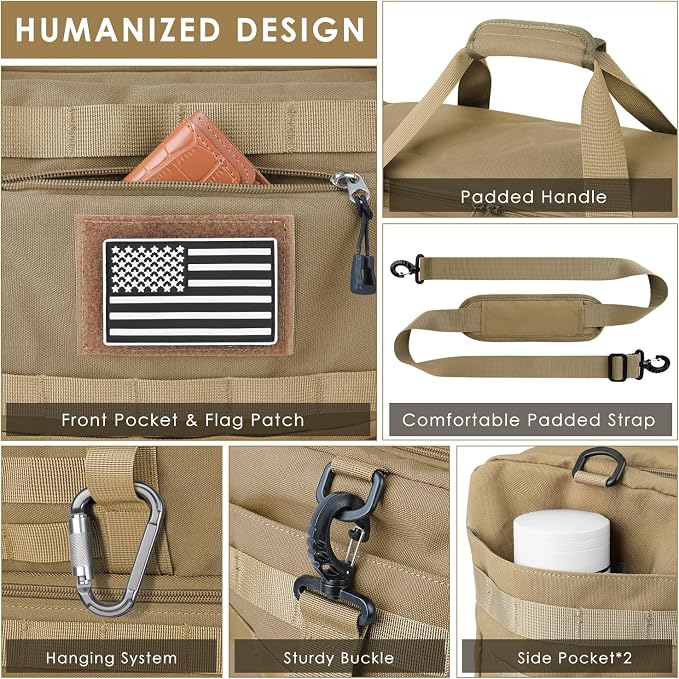 Travel Bag for Men Women, Gym Bag & Tactical Duffle Bags for Travel, Carry on with Toiletry Bag and Shoe Compartment, Weekender Overnight Trip with Wet Pocket for Workout Medical, Brown - Image 3