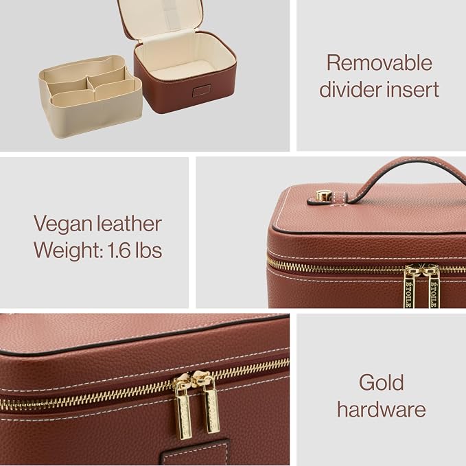 ETOILE - Vanity Case Ginger Brown - Stylish Travel Makeup Bag Organizer with Dividers - Image 4