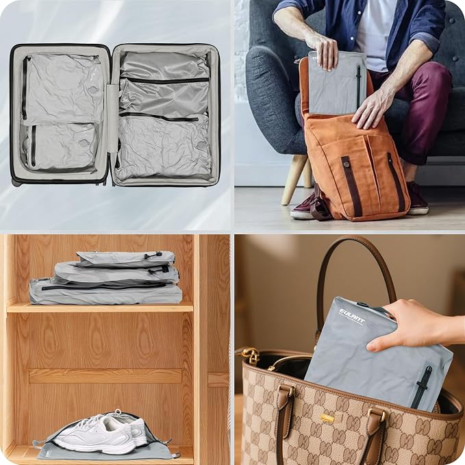 Eulant 5 Set Vacuum Packing Bags for Travel,Professional IPX8 Zip Packing Organizer for Suitcases Backpack,Space Saver Bags Packing Organizers for Clothing Packing - Image 9