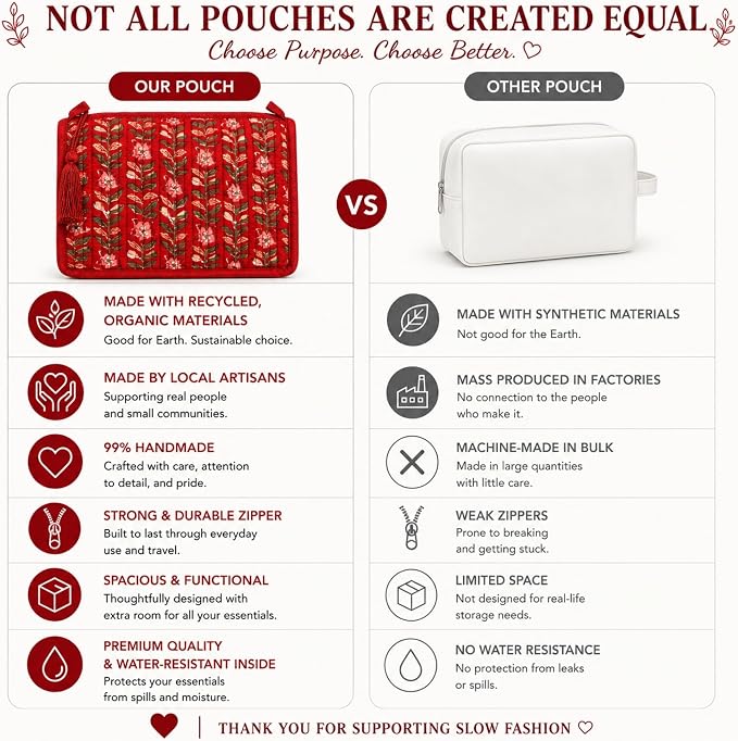 Huar Travel Makeup Bag- Large Capacity Cosmetic Bags for Women - Water Resistance Lining Portable Pouch & Open Toiletry Bag - Perfect Girls Makeup Organizer for Travel Essentials (Red) - Image 3