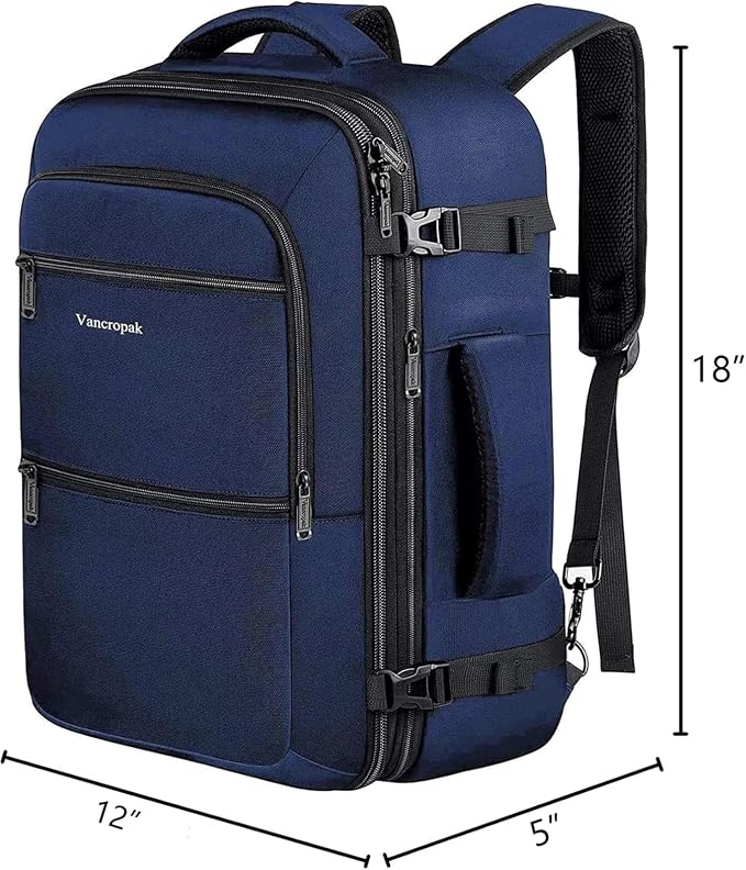 Vancropak 35L Traveling Backpack, Airplane Approved Travel Carry on Bag | Adjustable Strap, Hand Luggage Business Bag for Men, Lightweight Weekender Suitcase, Womens Work Backpack, Water Resistant - Image 2