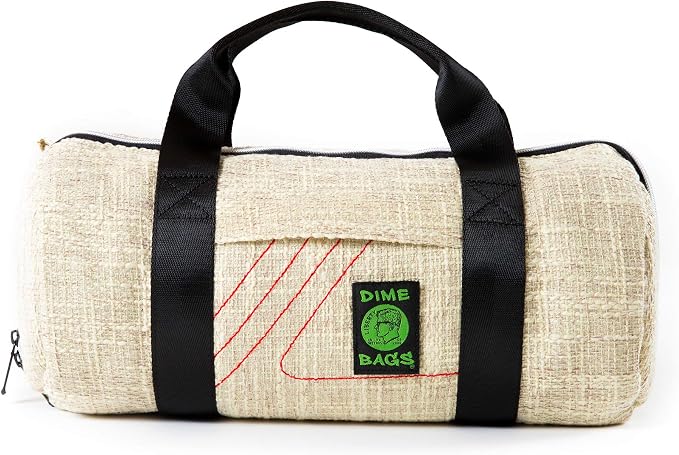 Dime Bags Padded Duffle Tube, Hemp Gear Bag with Heavy Padding for Glass, Electronics, Travel & Storage, With Exterior/Interior Pockets & Durable Handles (Tan, 15 Inch) by DIMEBAGS