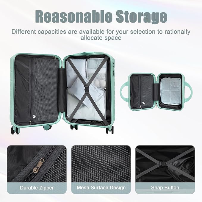 Hardshell Luggage, Lightweight ABS Suitcase with Spinner Wheels, 20/14 Inch - Image 5