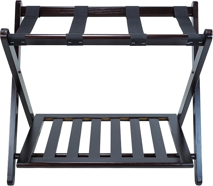 Casual Home Luggage Rack with Shelf, Espresso - Image 2