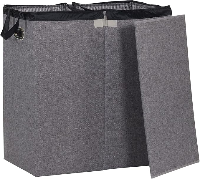 Household Essentials Collapsible Laundry Sorter with Lid, Gray - Image 9