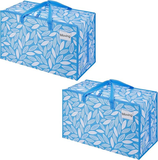 VENO 2 Pack Extra Large Heavy Duty Moving Bags with Wide Opening & Reinforced Handles, Reusable Storage Tote Bags with Strong Zippers for Clothes, College Dorm Essentials & Moving Supplies by Veno