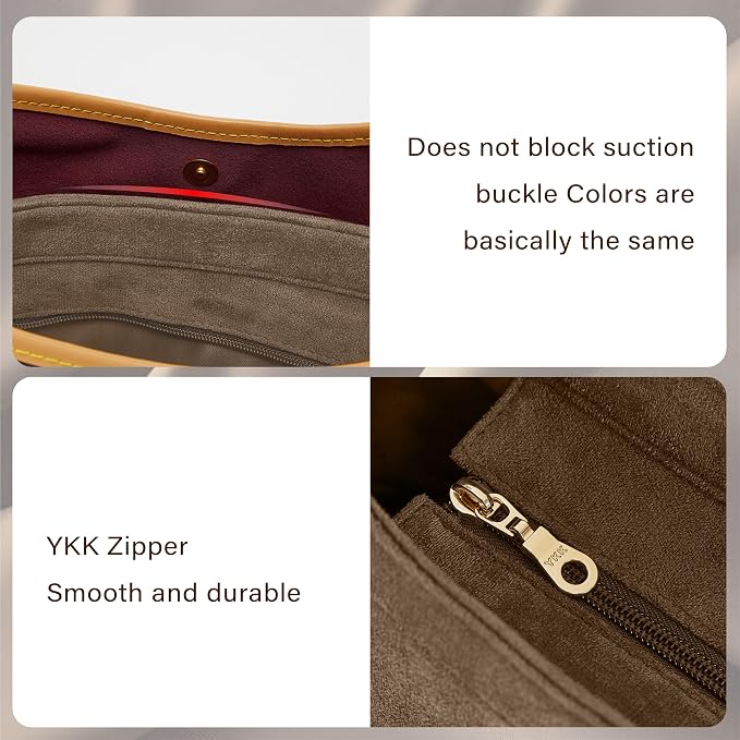 Doxo Velvet Purse Organizer Insert for LV Carryall PM, Carryall Bag Organizer Insert with Zipper Closure & YKK Zipper Pocket, Luxury Handbag Tote Lining Bag Shapers for Women (Beige, PM) - Image 6