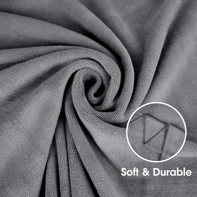 JML Microfiber Bath Towel 2 Pack(30" x 60"), Oversized Thick Towels, Soft, Super Absorbent and Fast Drying, No Fading Multipurpose Use for Sports, Travel, Fitness, Yoga, 30 in 60 in, Grey Count | Microfiber, Hanging Loop, Oversized, Soft & Absorbent, F... - Image 4