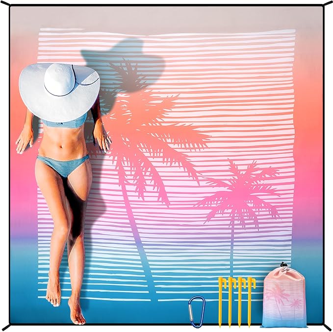 HIHOHO Beach Blanket Waterproof Sandproof Extra Large Beach Mat 79" X 83"/120"x108"for 1-8 Adults Quick Drying Durable Outdoor Picnic Mat for Beach Travel Camping Hiking by HIHOHO