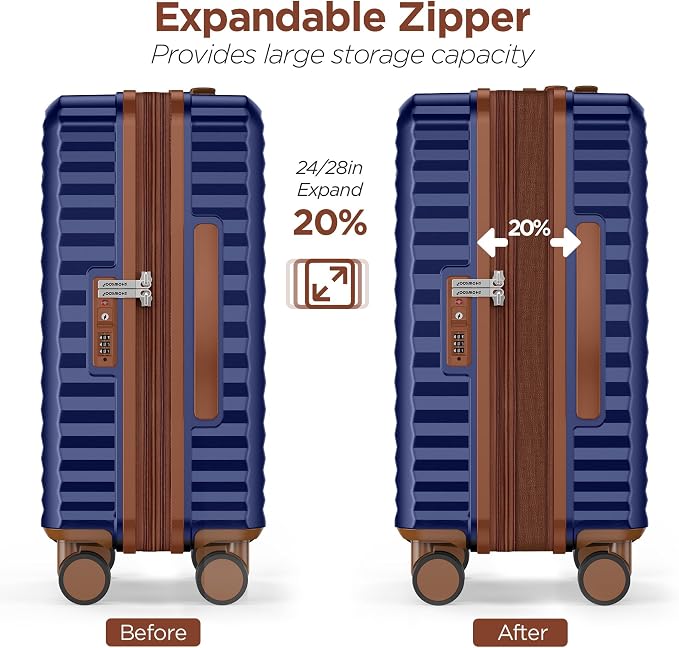 SHOWKOO Luggage Sets 3 Piece Hardside Expandable Suitcase with Double Spinner Wheels Tsa Lock, (Blue, 5 piece set) - Image 5