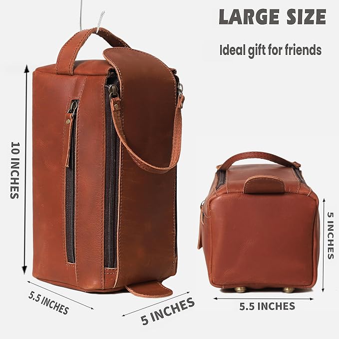 cuero Genuine Buffalo Leather Unisex Toiletry Bag Travel Leather Dopp Kit Made With High Class Buffalo Leather - Image 6