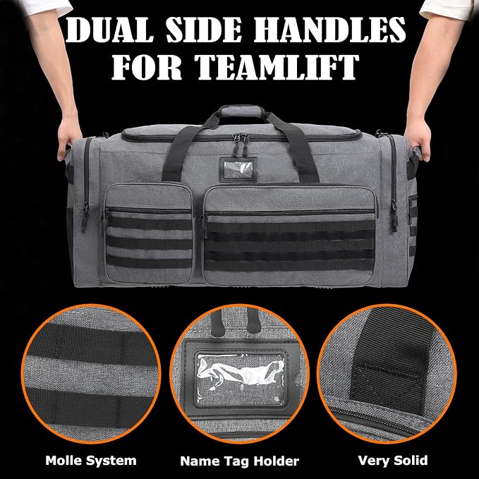 130L Extra Large Duffle Bag for Men, Heavy Duty Large Duffle Bag for Travel with Shoe Compartment, XL Sports Gym Equipment Bag for Hockey Football Baseball Basketball & More - Image 6