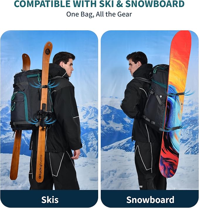 55L-70L Expandable Ski Boot Bag – Waterproof, Durable with Helmet Compartment – Ideal for Ski & Snowboard Gear – Men & Women - Image 7