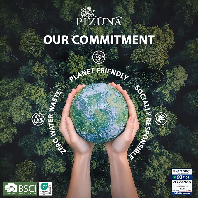 Pizuna Pure 100% Long-Staple Cotton Duvet Cover + Sheet Set Queen, Luxurious 400 Thread Count Long Staple Cotton, Soft Sateen Weave Bedding Set (Ivory) - Image 7