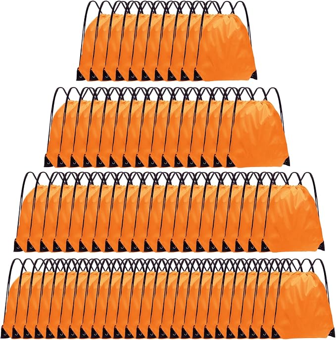 Grneric Drawstring Backpack Bulk 70Pcs String Backpack Drawstring Bags Cinch Bag Sackpack for Men Women Gym(Orange) by Grneric