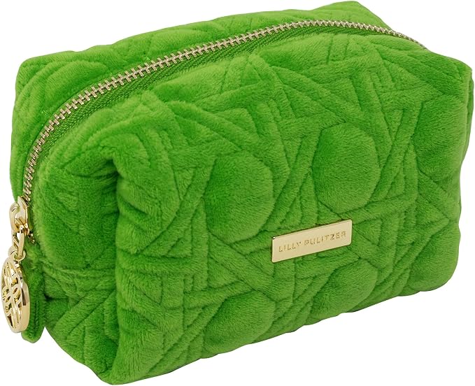 Lilly Pulitzer Gold Quilted Zipper Pouches, Cute Cosmetic Case for Women, Travel Toiletry Bag, Small Pouch Bag for Supplies, Set of 2, Makeup or Toiletries (Peninsula Green) - Image 4