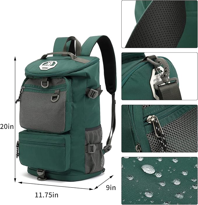 Kalesi Gym Duffle Bag Backpack 4-Way Waterproof with Shoes Compartment for travel Sport Hiking laptop (Green) - Image 2