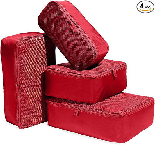Away Insider Packing Cubes Set of 4 – Lightweight Travel Organizers for Luggage, Suitcases & Carry-On Bags, Cherry Red by Unknown