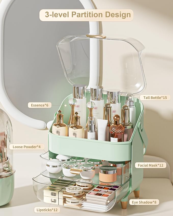 Anylady Makeup Organizer Countertop, Skincare Holder Bathroom Counter Organizer, Storage Box Cosmetic Display Cases, Teen Girl Gifts Make up Organizers for Vanity, Dresser - Image 4