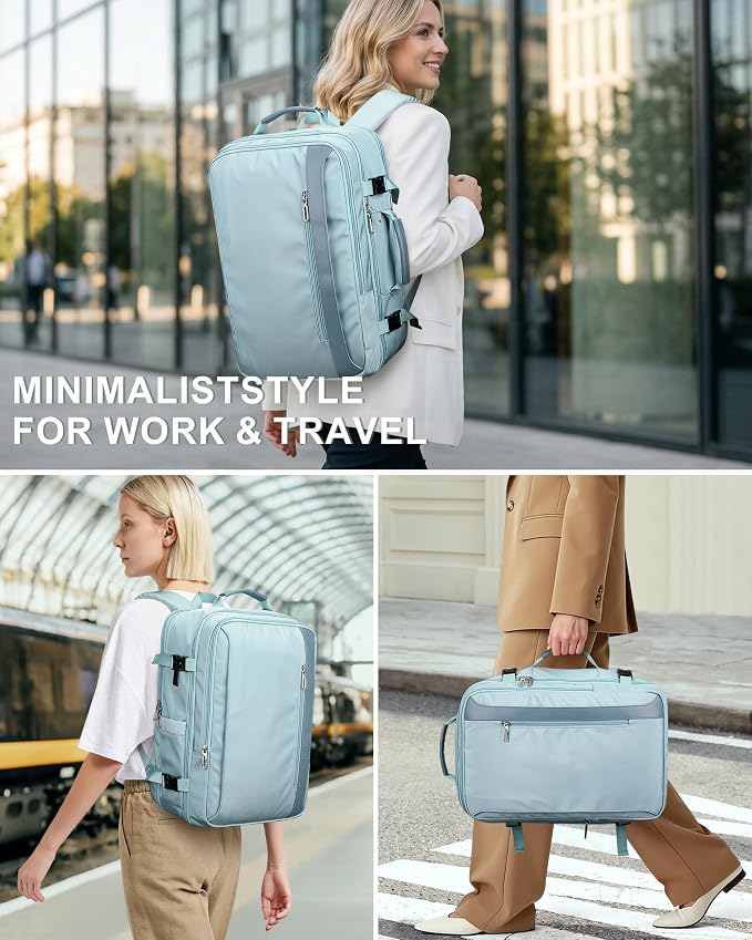 PIJUSHI Travel Backpack for Women, Fits 16" Laptop, Expandable 30L to 35L | Airline Approved Carry-on Luggage with Padded Laptop Compartment, USB Port, Wet Pocket, For Business, Commute - Image 2