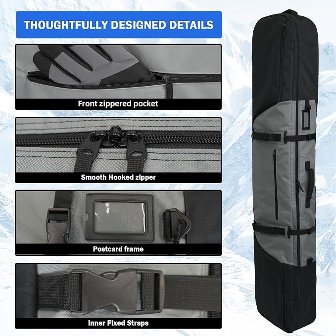 360° Padded Ski and Snowboard Travel Bag, Water-resistant Durable Storage Case for Air Travel and Road Trips - Image 7