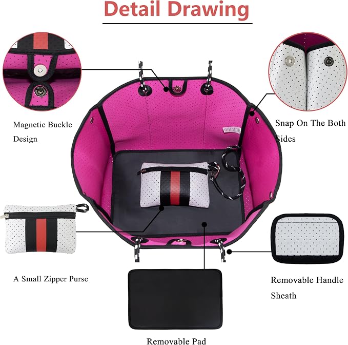 QOGiR Neoprene Multipurpose Beach Bag Tote with Inner Zipper Pocket … … … … - Image 4