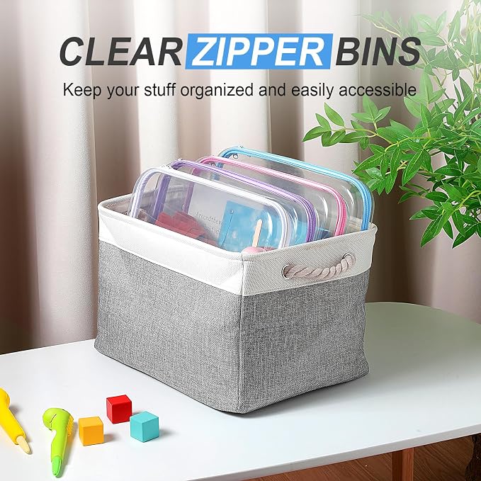 Hoolerry 4 Pcs Hard Clear Zipper Case Makeup Bags Plastic Zipper Pouch Transparent Storage Box Containers for Cosmetics, Snacks, Building Blocks, Puzzles(Clear,13.8 x 11.8 x 2 in,Multicolor) - Image 6