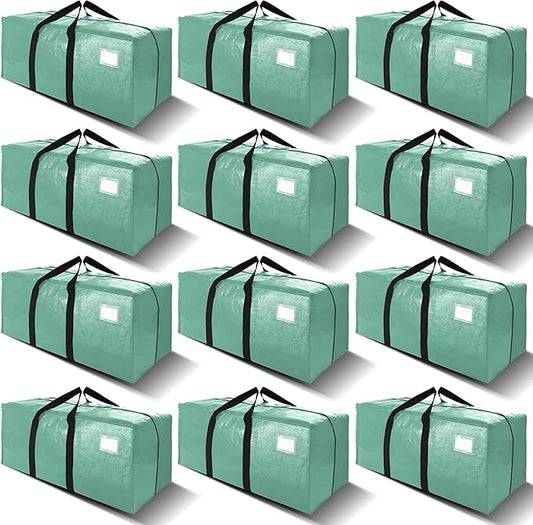 VELVETSURE 12 Pack Heavy Duty Large Moving Bags W/Backpack Straps - Strong Handles & Zippers, Storage Totes For Space Saving, Fold Flat, Alternative to Moving Box and Storage Bin, Teal by VELVETSURE