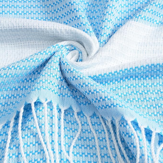 Genovega 6 Oversized Turkish Beach Bath Towel Set Bulk 74"x38" Extra Large Sand Free Quick Dry Swim Camping Pool Clearance Towels Blanket Essentials Adult Multi LightBlue Dot - Image 3