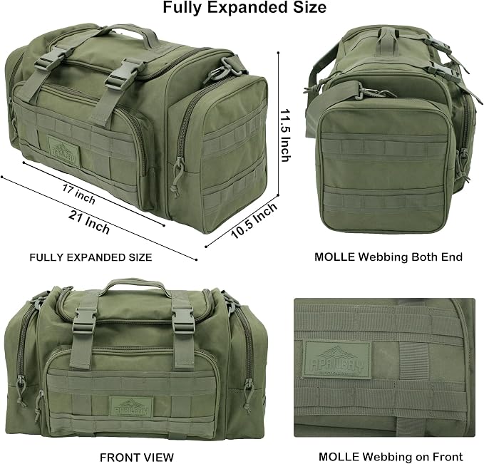 APRILBAY Duffel Bag – Heavy Duty Tactical Gym Bag for Men, Splashwater-Proof Weekender Travel Bag for Basketball, Football, Soccer, Hiking, and Hunting (Dark Green) - Image 3