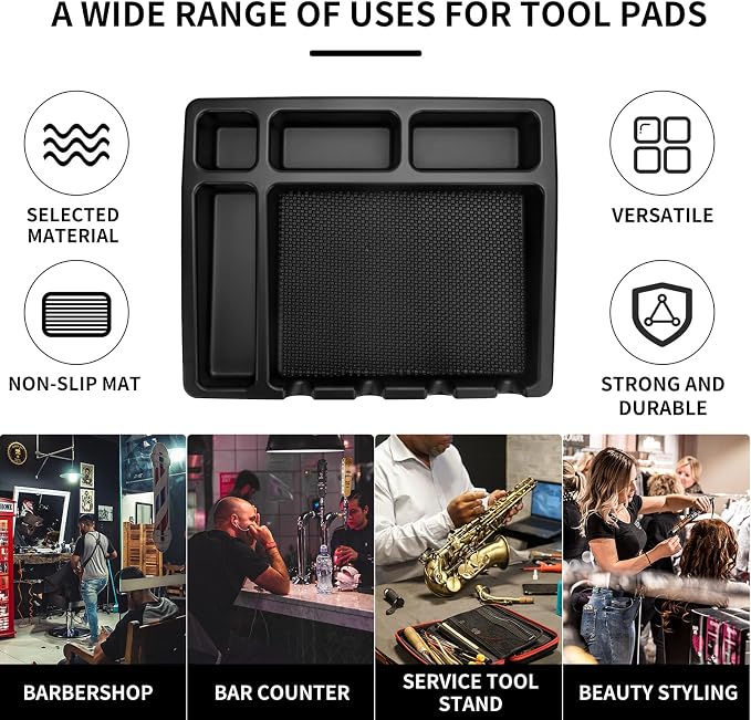 Stylist Tool Box Organizer,Clipper Professional Station Salon Clippers Portable Notches with Scissors Storage Case Organizer Tray Tools Hair for Barber Keeper Trimmer Holder (Black Type B) - Image 8