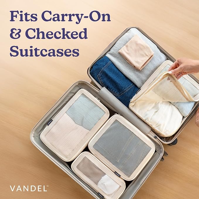 Vandel TSA-Friendly Packing Cubes for Carry On, Mesh Suitcase Organizer Bags Set, Small Packing Cubes for Travel Organizer Bags for Women with Mesh Panel and Durable Zippers, Luggage Cube Set of 4 - Image 5