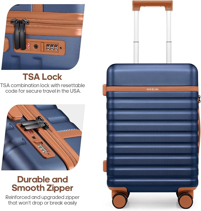 3 Piece Luggage Set, Durable ABS Hardshell Carry On Suitcase Set with Silent Spinner Wheels, YKK Zipper & TSA Lock, Lightweight Large Travel Checked Luggage,20/24/28 Inch - Image 5