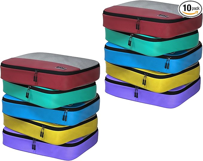 Dot&Dot Large Packing Cubes for Travel 10pc Set - Suitcase Luggage Organizer Bags - Essential Gear for Family - Lightweight Fabric Containers (Non-Compression) by DotDot