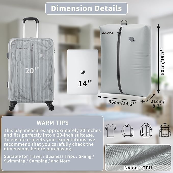 Upgraded Vacuum Bag for Travel, Professional IPX8 Waterproof Reusable Vacuum Compression Bags for Travel Suitcases, Durable Space Saver Bag - Image 2