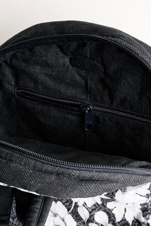 Maison d' Hermine Backpack for Women Men Cotton Shoulder Multipurpose Rucksack with Small Pouch Lightweight Multi Pocket Bag for Travel Work Perfect for Spring Summer (Pretty Autumn - Black) - Image 6