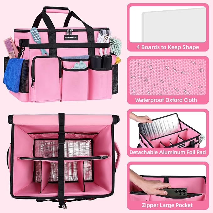 Extra Large Rolling Cleaning Caddy Bag with Wheels, Cleaning Baskets Bags with Detachable Trolley For Housekeepers , Water Resistant Cleaner Supplies Organizer with Wheels for Kitchen, Car - Image 3