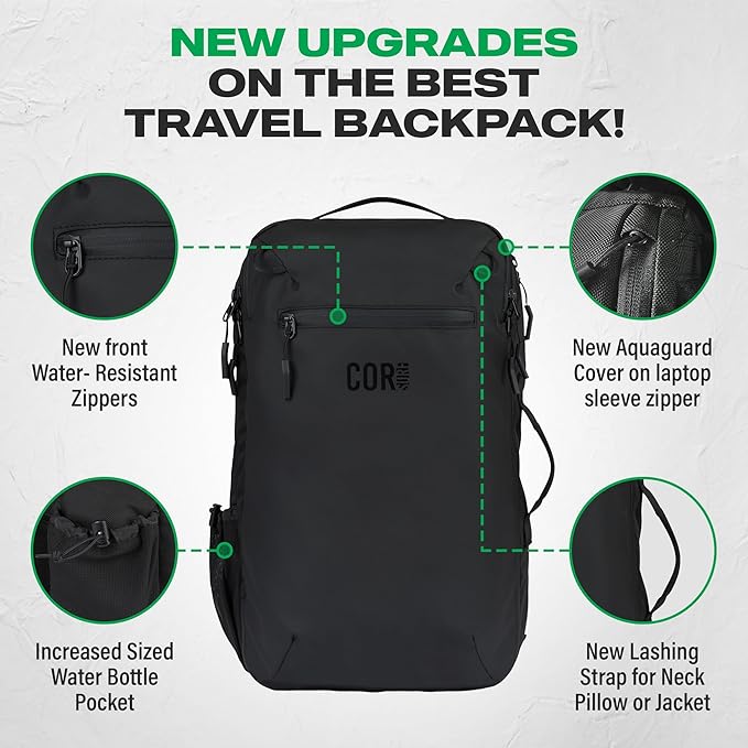 COR Surf Travel Backpack Carry On Backpack for Airplanes - Travel Backpack with Clamshell Design The Island Hopper - 28L Blue - Image 8
