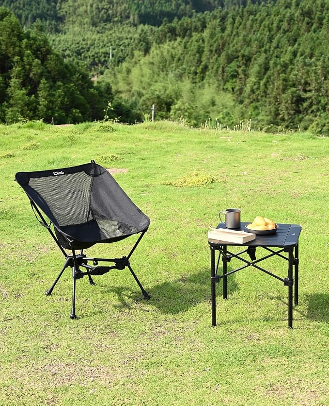 iClimb Lightweight Stable Alu. Folding Square Table Roll Up Top with Carry Bag for Camping Picnic Backyards BBQ Camp Kitchen (Black, S) - Image 9